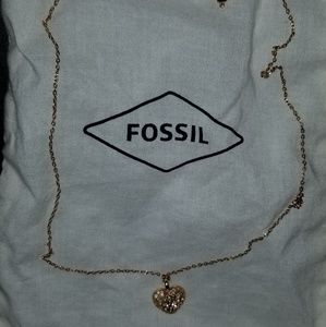 Fossil Rose Gold Heart Pendant Necklace